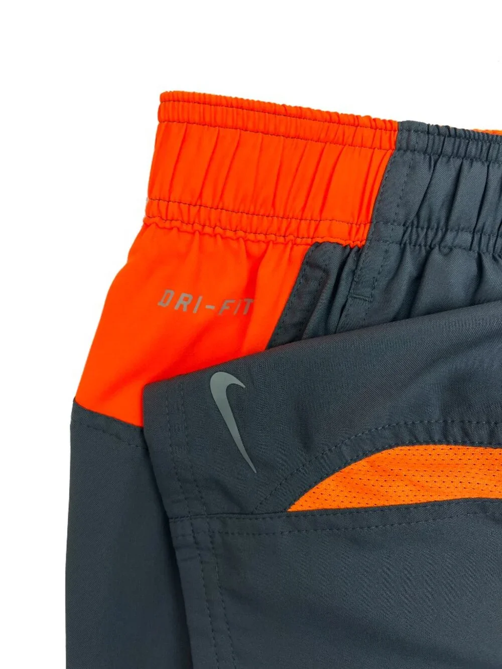 Nike NEW NWT Gray Bright Orange Swim Trunks Shorts Mesh Lined Swimsuit Mens M